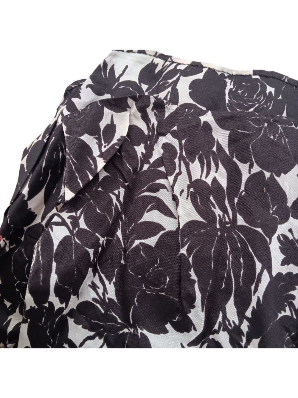 Vintage 1950's Neck Scarf Nylon Granny Church 44x17" Black Floral Night Glam